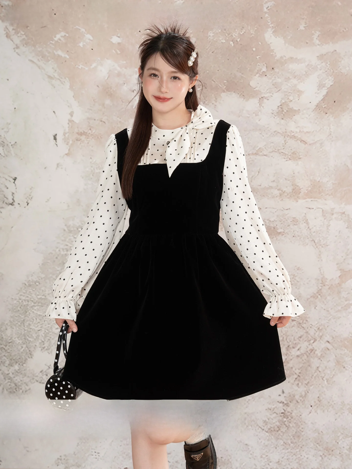 

Новинка: Комплект из блузки в горошек и юбки больших размеров Dr Splice Materni Dr для беременных, летне-осеннее длинное платье, женская одежда