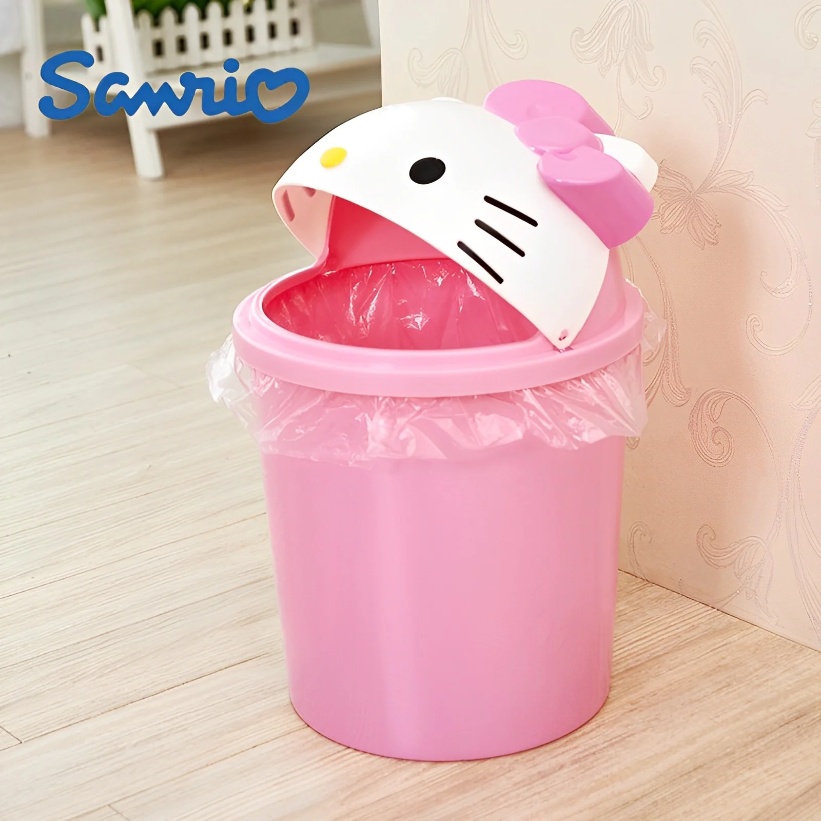 New Sanrio Hello Kitty Dustbin Trash Can Rubbish Bin Garbage Binsanrio Kawaii Trash Paper Basket Can Living Room Bedroom Toilet