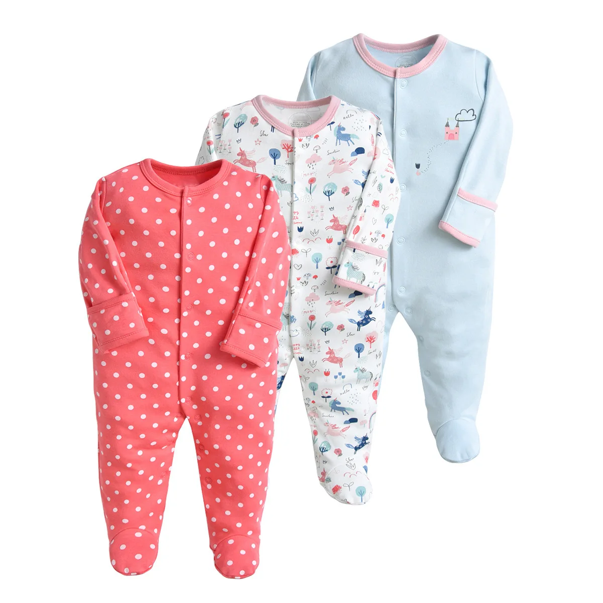 Brand Newborn Babies Clothes Infant Baby Boys Girls Romper Cotton Long Sleeve Pajamas Jumpsuit Toddler Clothes Outfits 3Pcs/Lot