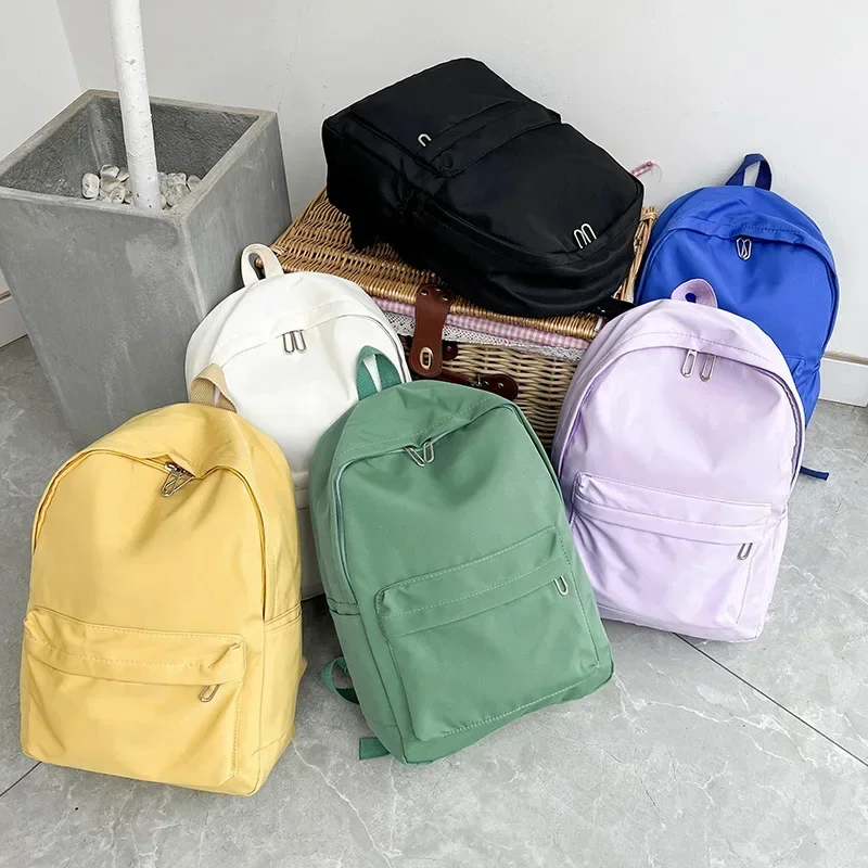 Female Travel Bag Backpacks Schoolbag for Teenage Girls Solid Color Bookbag High Quality New Waterproof Nylon Women Backpack