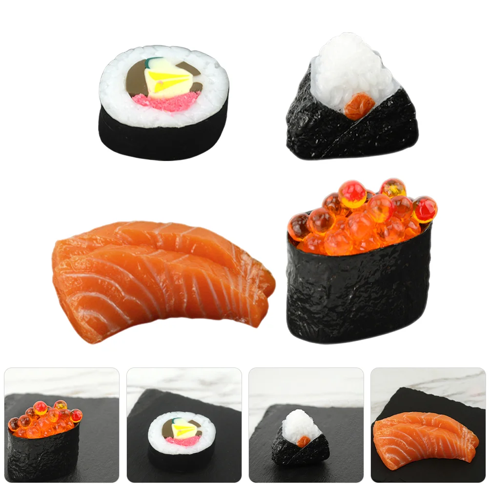 4 Pcs Simulation Model Kit Realistic Food Props PVC Display Decor Japanese Sushi Fake Models Photo Props Store Display Sushi