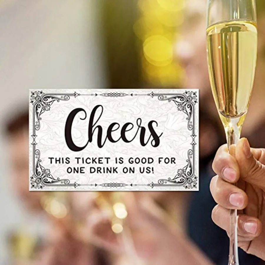 50 تذكرة للمشروبات المجانية - تذاكر مشروبات الحفلات لحفلات الزفاف والمناسبات والعمل وحفلات العمل. كحول نبيذ البيرة المجاني واحد #4