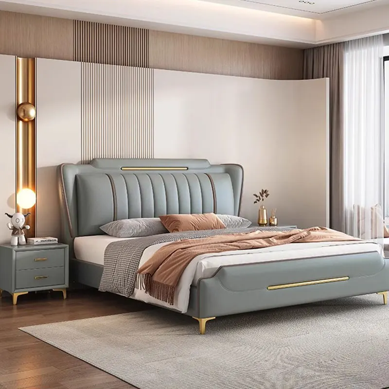 

Modern Luxury Double Bed European Pretty King Size Living Room Double Bed Hotel Princess Letto Matrimoniale Bedroom Furniture