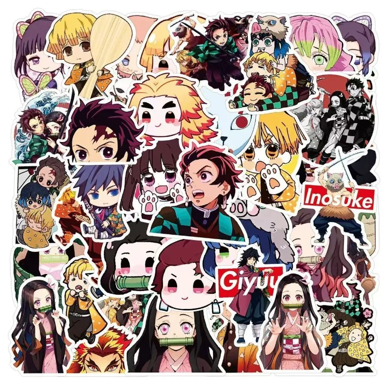 50-pack of New Demon Slayer-themed Japanese Anime Notebook and Suitcase Decorations – Stickers – Birthday Gifts