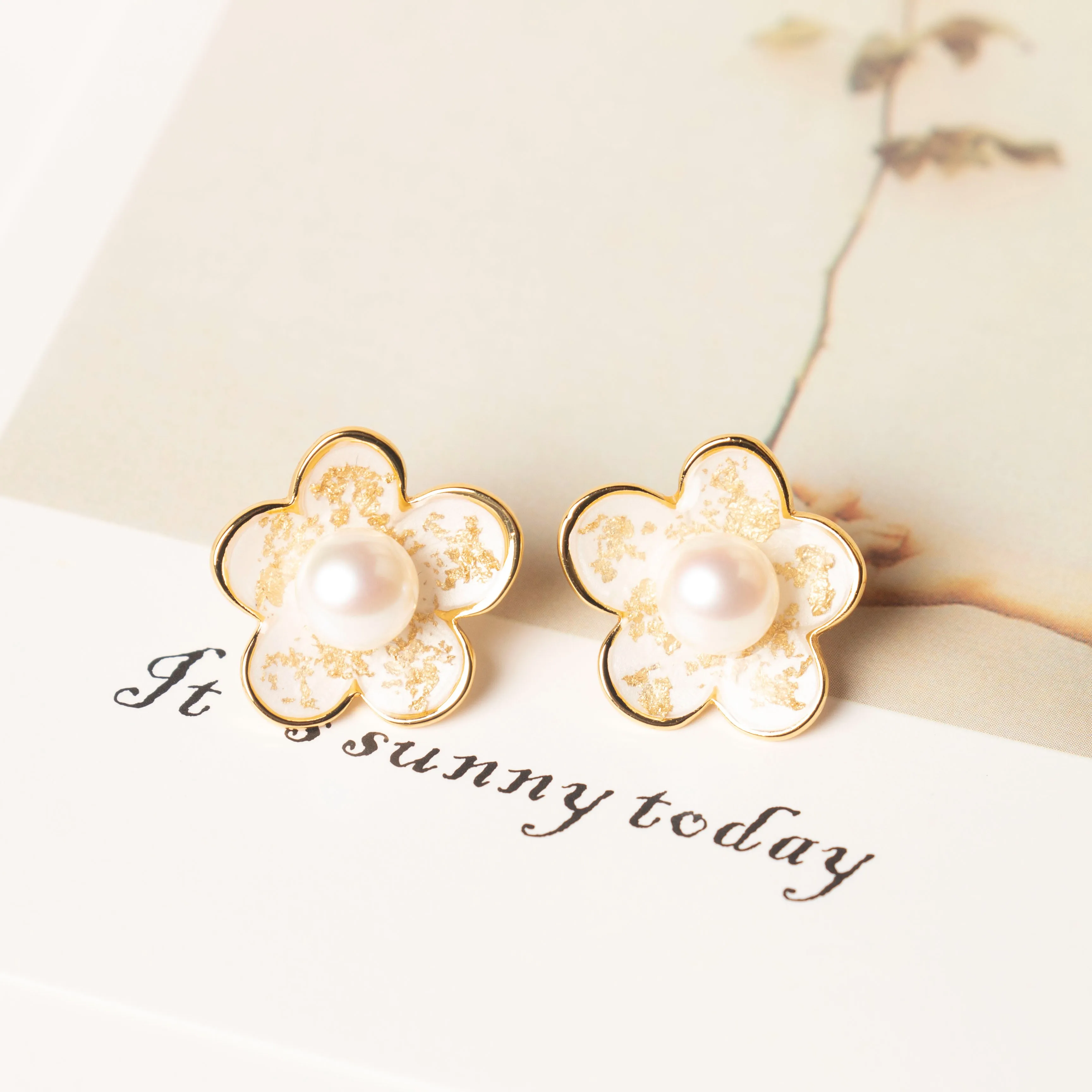 New Arrival Sand Clouds Flowers 100% Natural Freshwater Pearl 14K Gold Filled Ladies Stud Earrings Jewelry For Women Gifts