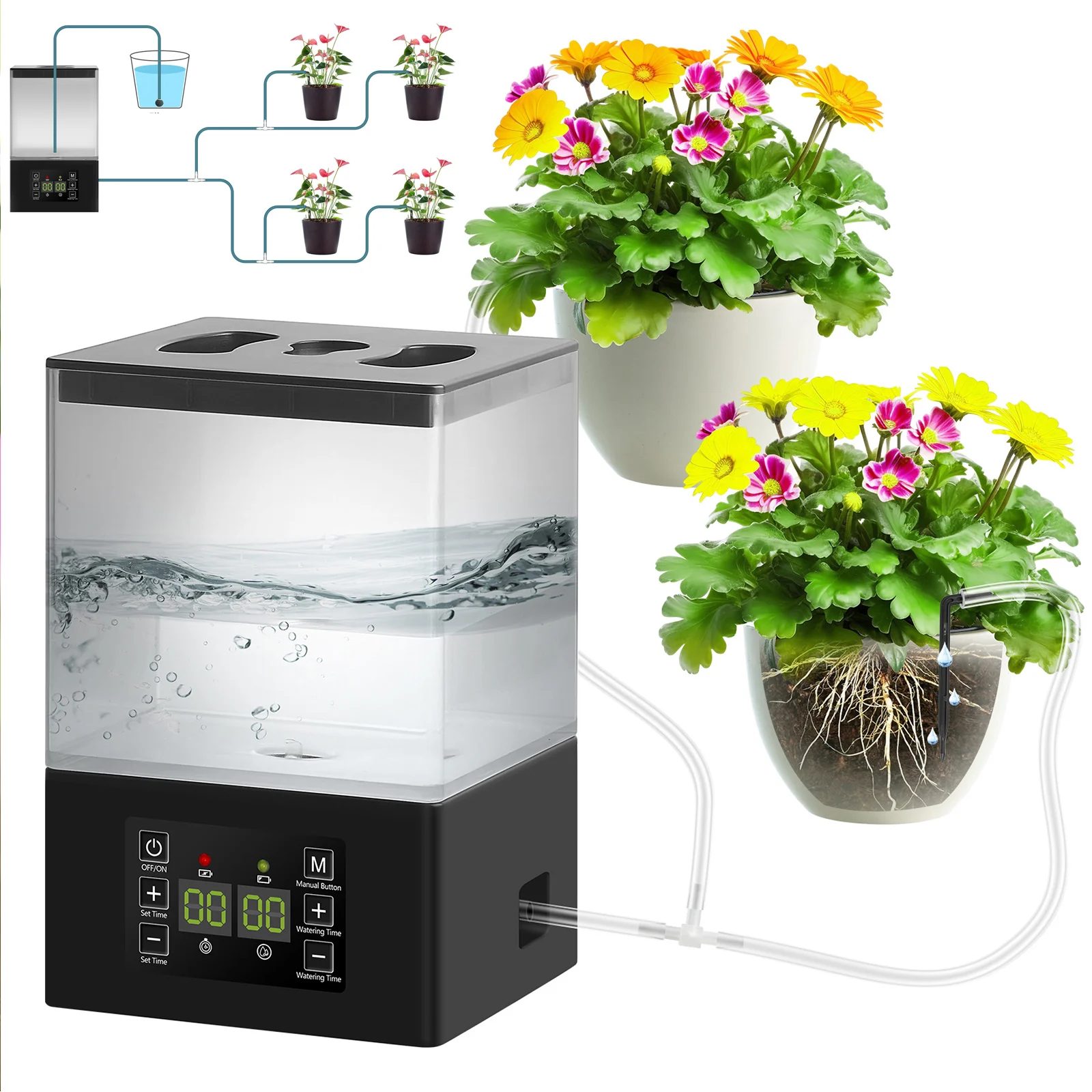 Potted Plants Automatic Watering System 1.3L Tank Home Drip Irrigation Plant Watering Auto Timer for Flowers Plant Garden Tools