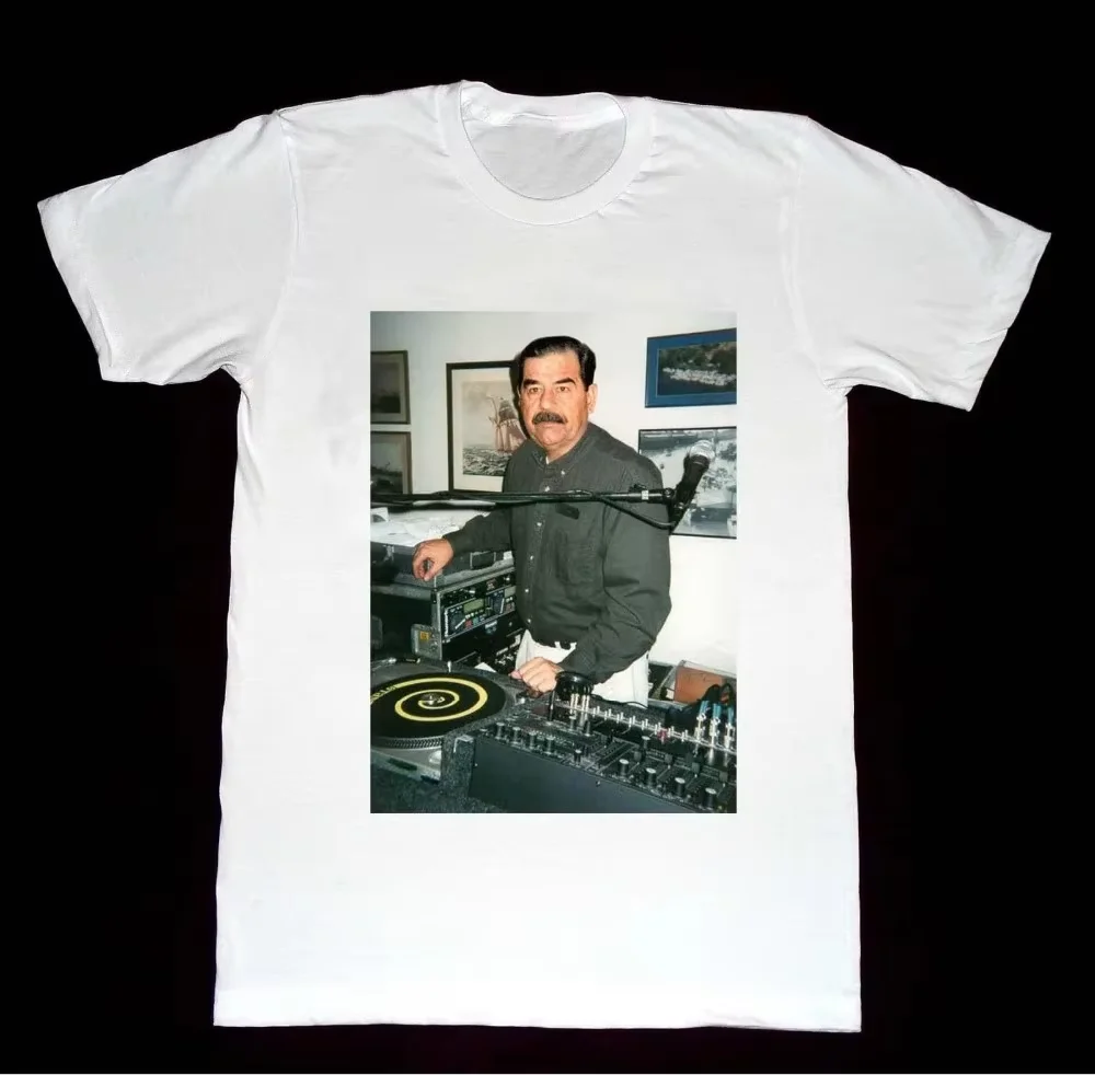 2026 Dj Saddam Hussein T Shirt Technics 1200 Iraq House Edm Hip Hop New Brand Clothing Custom Special Print Men's Tees Unisex