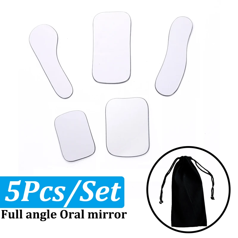 

5pcs/set Dental Photography Mirror Orthodontic Intra-oral Mirrors Reflector Mirror Double-faced Glass Mirror With storage bag