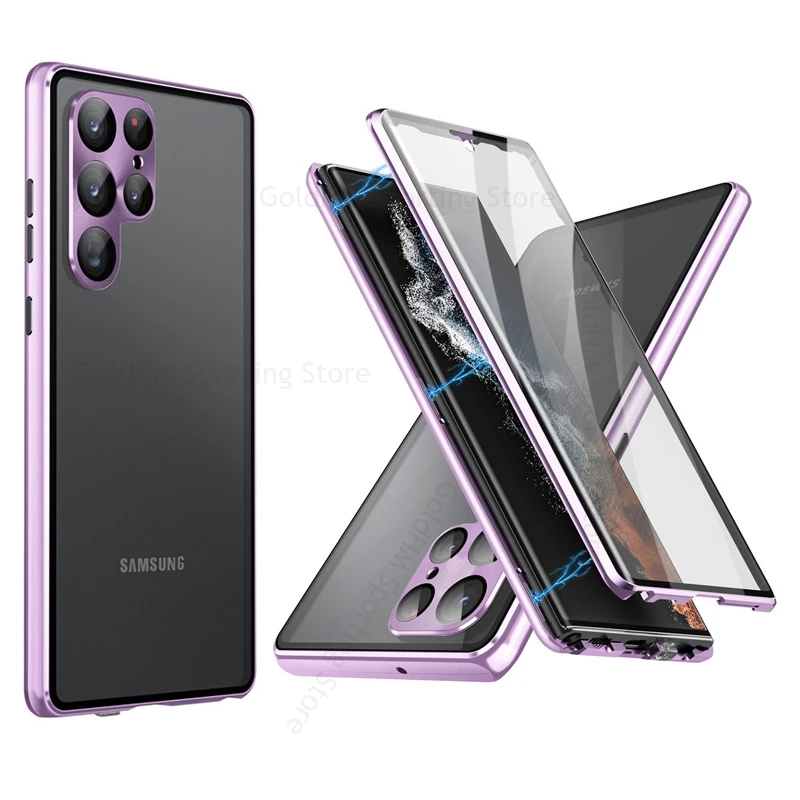 

For Samsung S25 FE 360° Double Sided Tempered Glass Phone Case For Galaxy S25 Edge S24 FE S23 Ultra 5G Protective Magnetic Cover