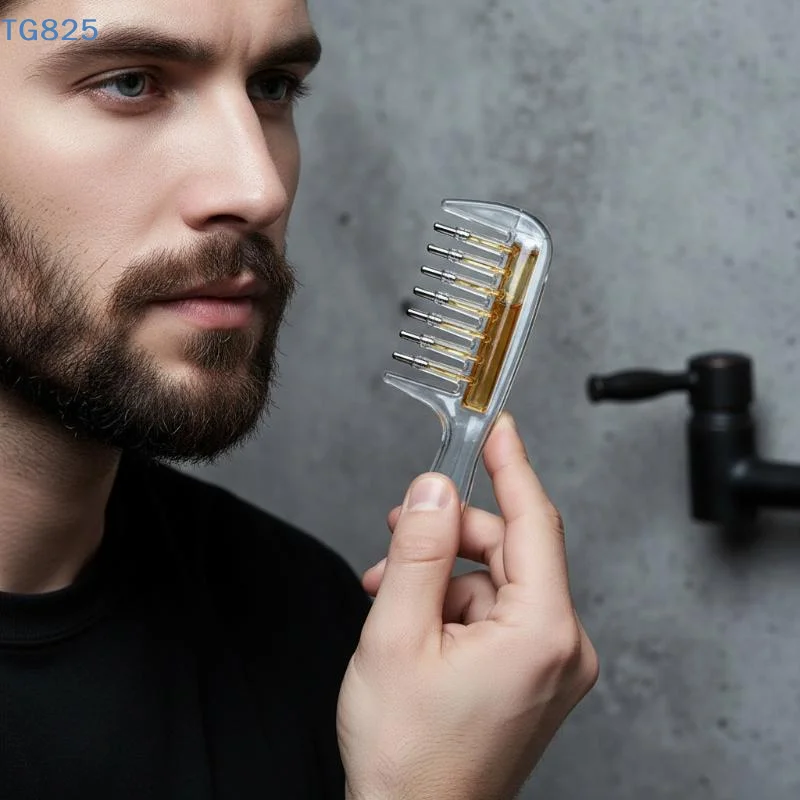 【AN】Unisex Transparent Essential Oil Massage Comb Built-in Liquid Applicator for Dry Damaged Hair Repair Use