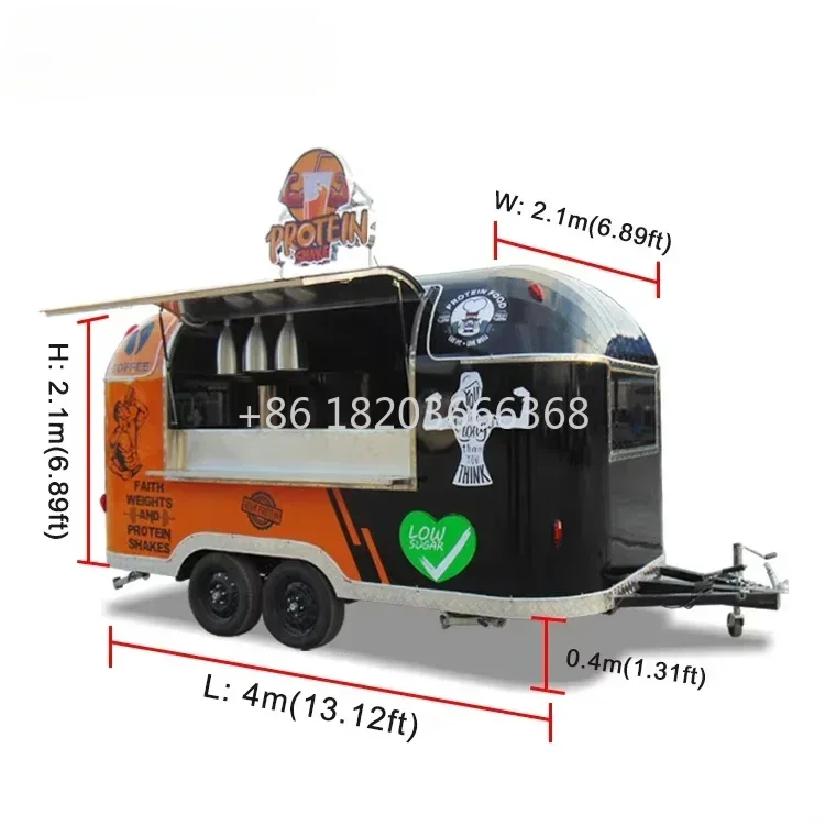Customized Mobile Coffee Ice Cream Food Trucks Fully Equipped Mobile Kitchen Fast Food Trailer With Kitchen Setup For Sale Europ