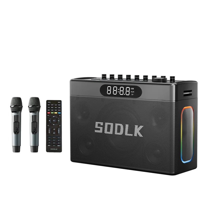 SODLK S1127 PLUS 300W Karaoke Machine Outdoor Portable Speaker With 2 Wireless Microphones Supports AUX MIC OTG Live for Party