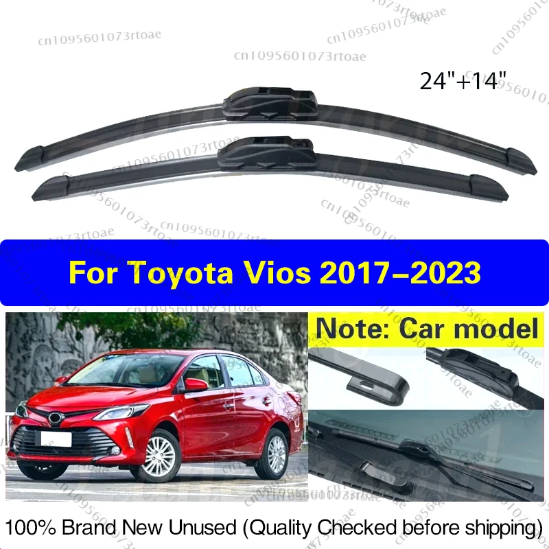 

For Toyota Vios 2017 2018 2019 2020 2021 2022 2023 Front Wiper Blades Soft Rubber Windshield Windscreen 24"+14" Car Accessories