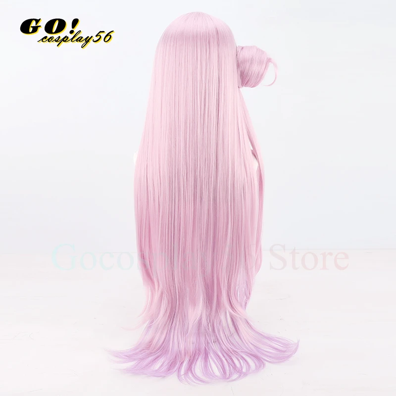 Arquivo azul misono mika cosplay peruca bun 85cm luz rosa roxo longo reta projeto de cabelo sintético mx meninas headwear