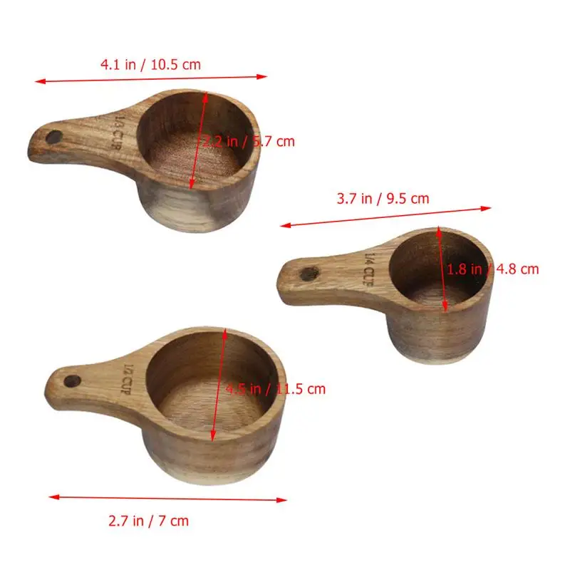 3Pcs Coffee Measuring Wooden For Milk Ground Bean Coffee Beans Baking Set Condiment Coffee Measuring