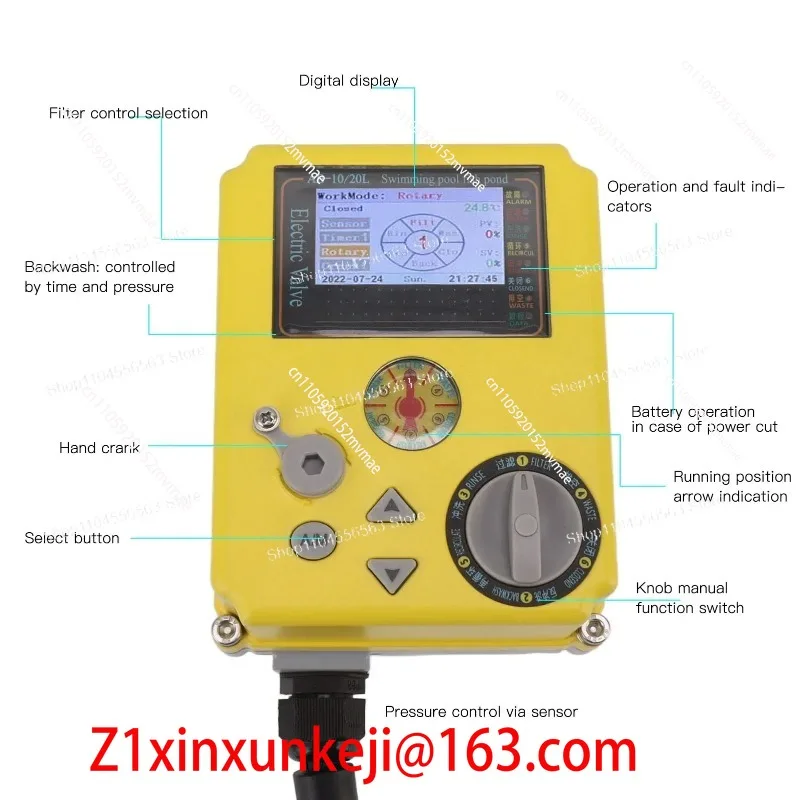 Smart WiFi 6 Position Backwash Valve for Automatic Pool Filter Cleaning, 110V-240V Wide Voltage Multi Port Plumbing System