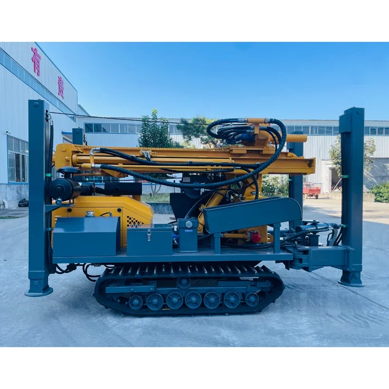 Plate-Forme Hydraulique de 200m avec Compresseur d'Air, Machine de Forage de Puits d'Eau