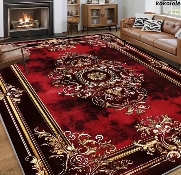 Luxury Velvet Area Carpet Bohemia Pattern Carpet Non Slip Backing Very Suitable High Flow Areas Such As Living Rooms, Bedrooms