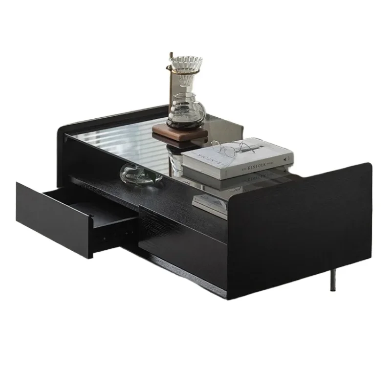 Black coffee table, tea table, black multi-functional table, modern simple household living room, small apartment, Nordic light