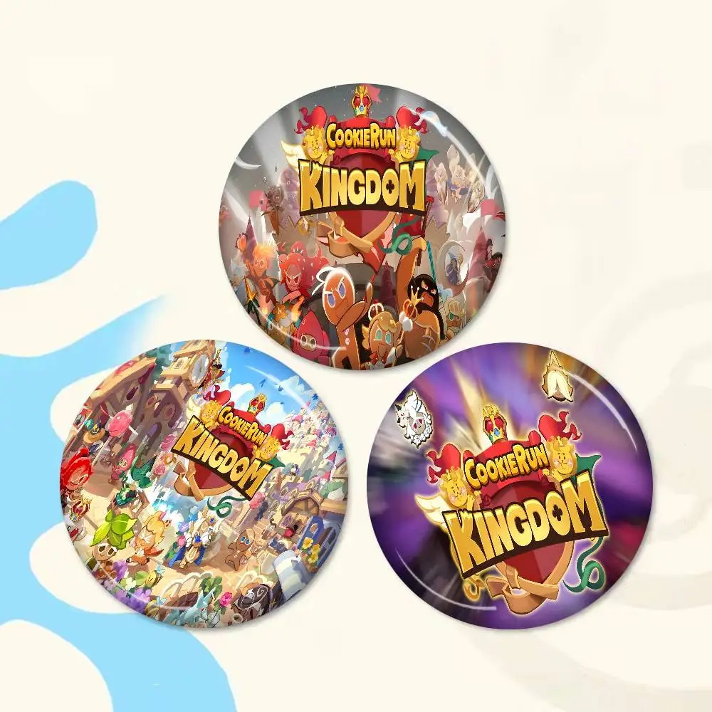 C-CookieRun K-Kingdom Game Creative Pins Funny Faces Round Snap-in Brooch Badge Backpack Hat Accessories Jewelry Gifts
