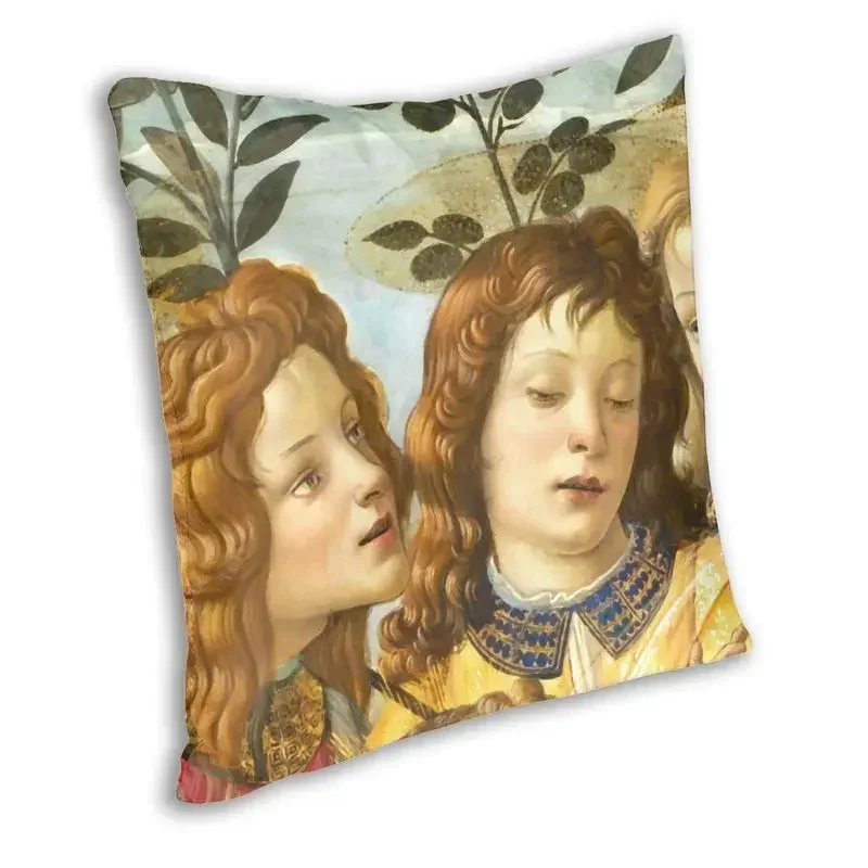 Sandro Botticelli Italian Artist Sofa Cushion Cover Madonna Adoring The Child With Five Angels Velvet Pillow Case Home Decor