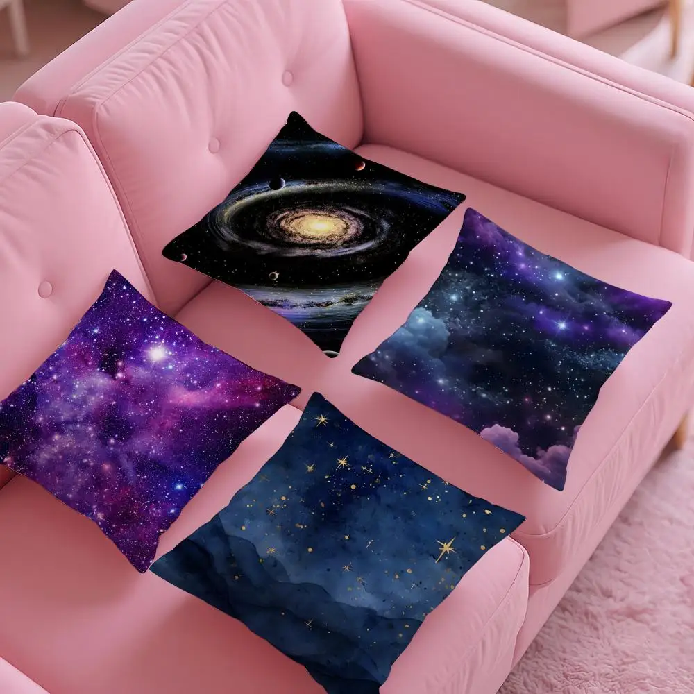 Beautiful Planets And Universe Lovers Pillow Case Silky Short Plush With Invisible Zipper Dustproof Sofa Cushion Cover