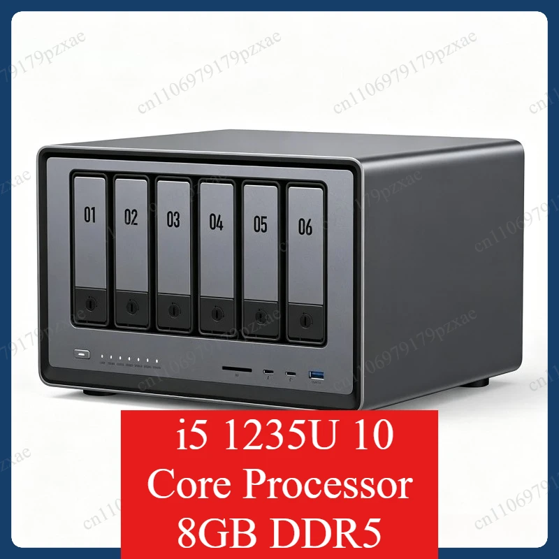 6 Bay Desktop Network Attached Storage Equipped with i5 1235U 10 Core Processor 8GB DDR5 Memory 8K HDMI Dual TBT4