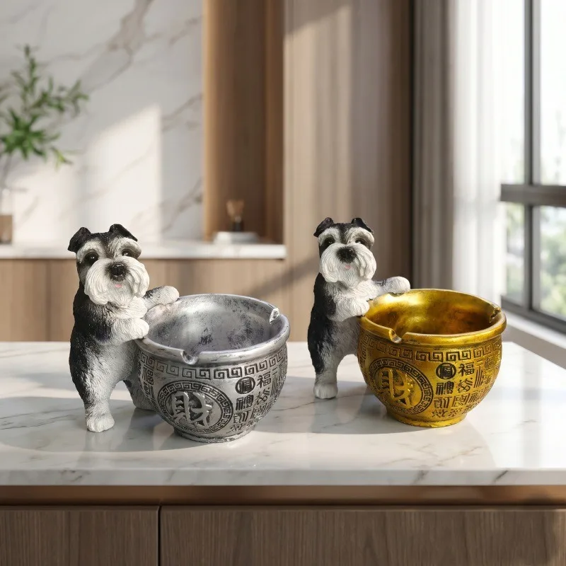 Nordic Resin Basketball Dog Statue Ashtray Ornaments Living Room Bedroom Office Desktop Ashtray Crafts Gifts for Boyfriend