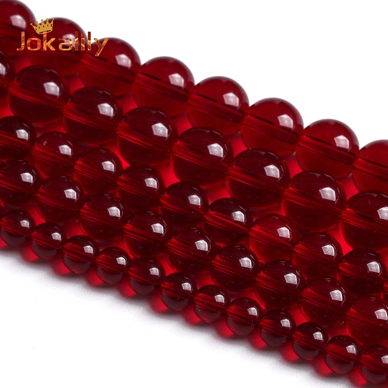 Clear Garnet Glass Beads Natural Red Stone Round Loose Beads For Jewelry Making Diy Bracelet Accessories 4 6 8 10 12mm 15