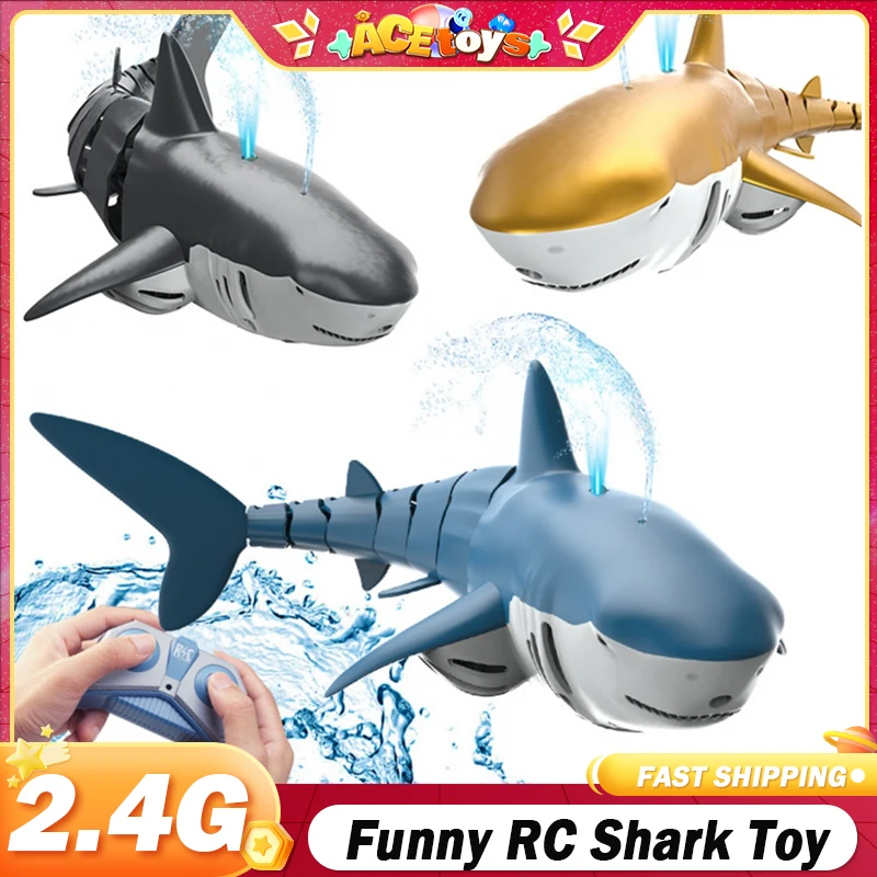 Rc Shark Whale Spray Water 2.4G Smart Funny Toy Remote Controlled Boat Ship Submarine Robots Fish Electric Toys for Boy Children