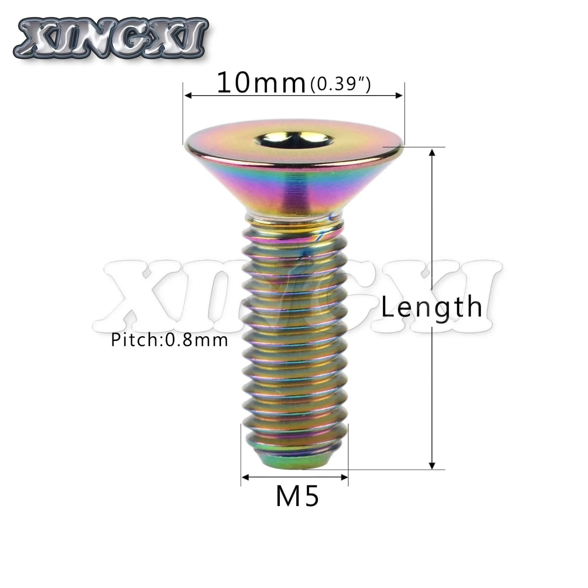 Xingxi 5Pcs Titanium Ti M5 x 10 12 15 20 25 30mm Allen Key Flat Countersunk Head Screw Bolts