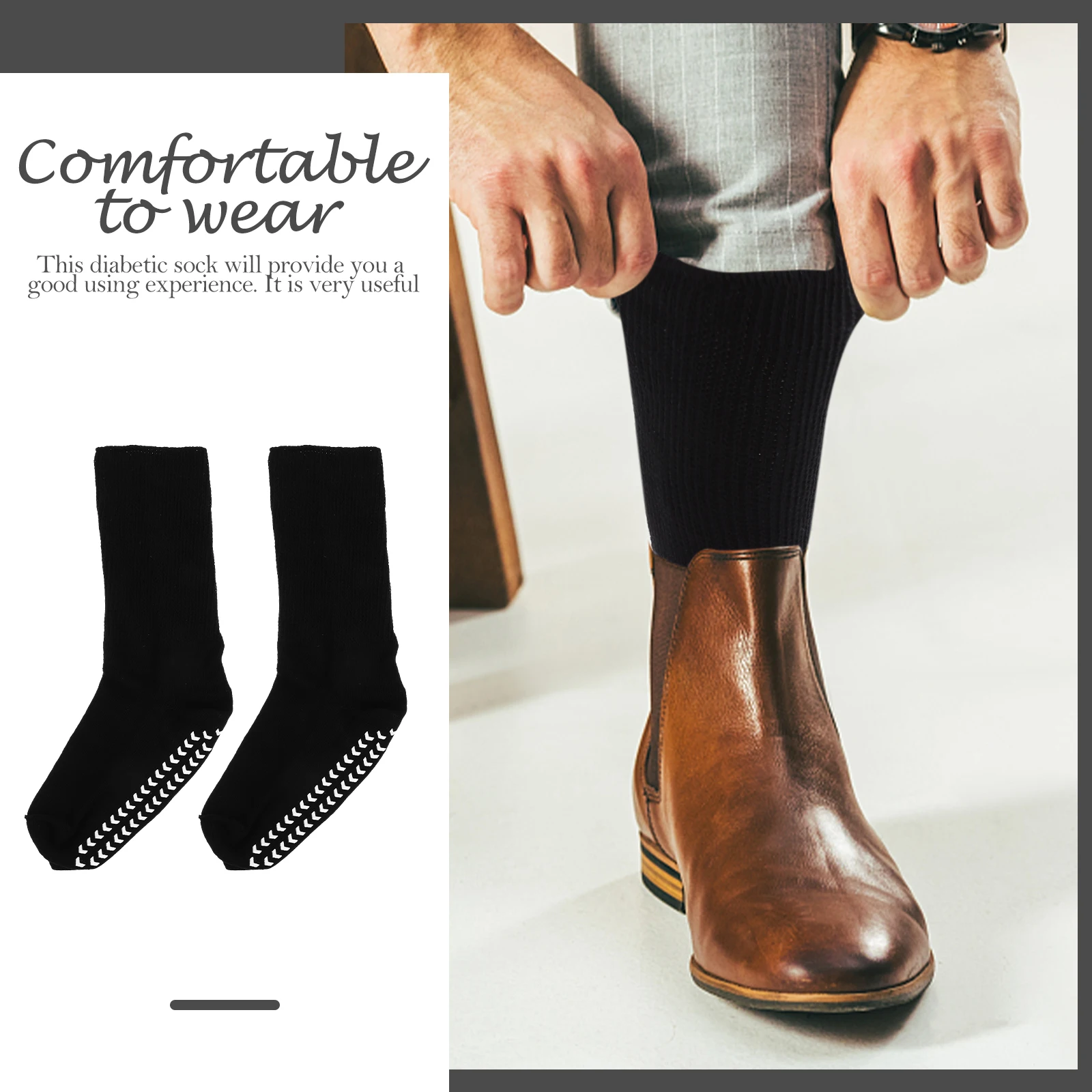 

4pcs Men Nursing Nursing Non slip Hospital Calf Socks Durable Premium Long For Men lasting Health Care