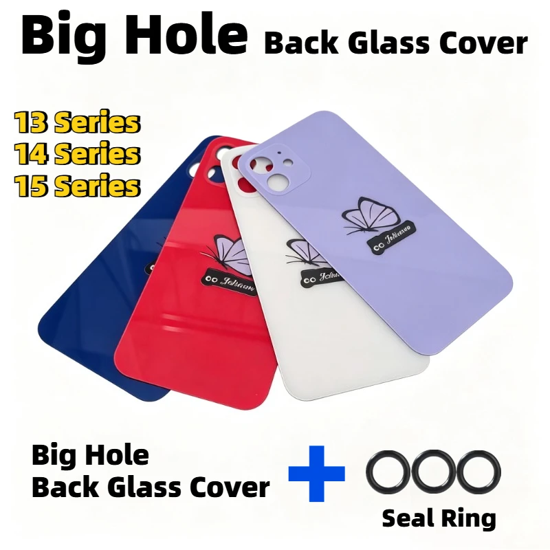 joliwow Big Hole Back Glass Replacement Cover, Easy Installation, No Disassembly Battery & Camera For iPhone 12 13 14 15 Pro Max