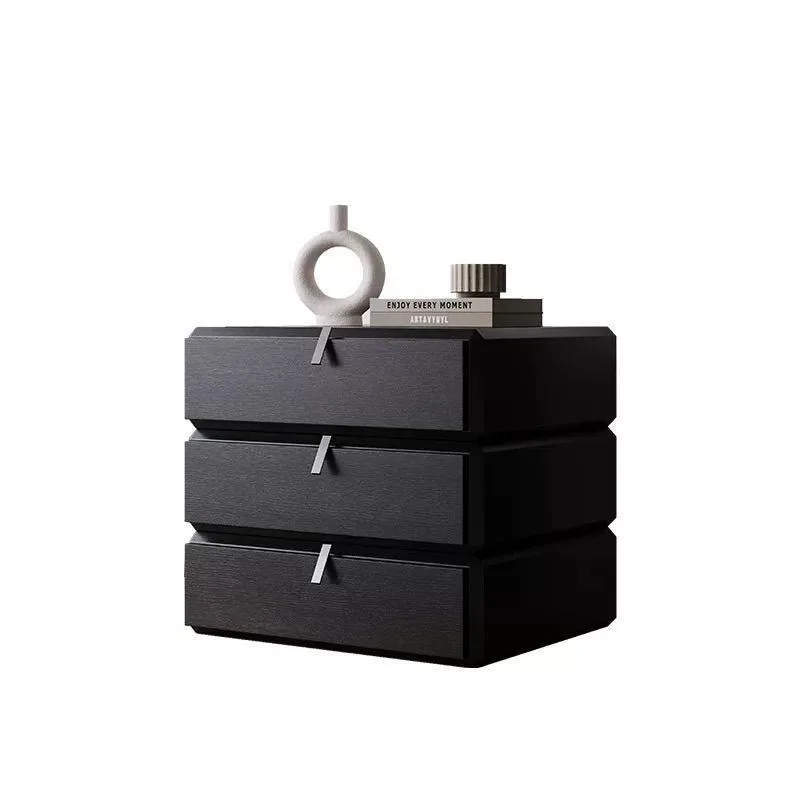 Solid wood rotating bedside table black simple high value artistic sense high-end bedroom storage