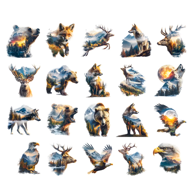 Creative Animal fox wolf Heat Transfer Sticker Iron On Men's and Women's T-shirt Sweater DIY Decorative Wolf and Fox Stripes