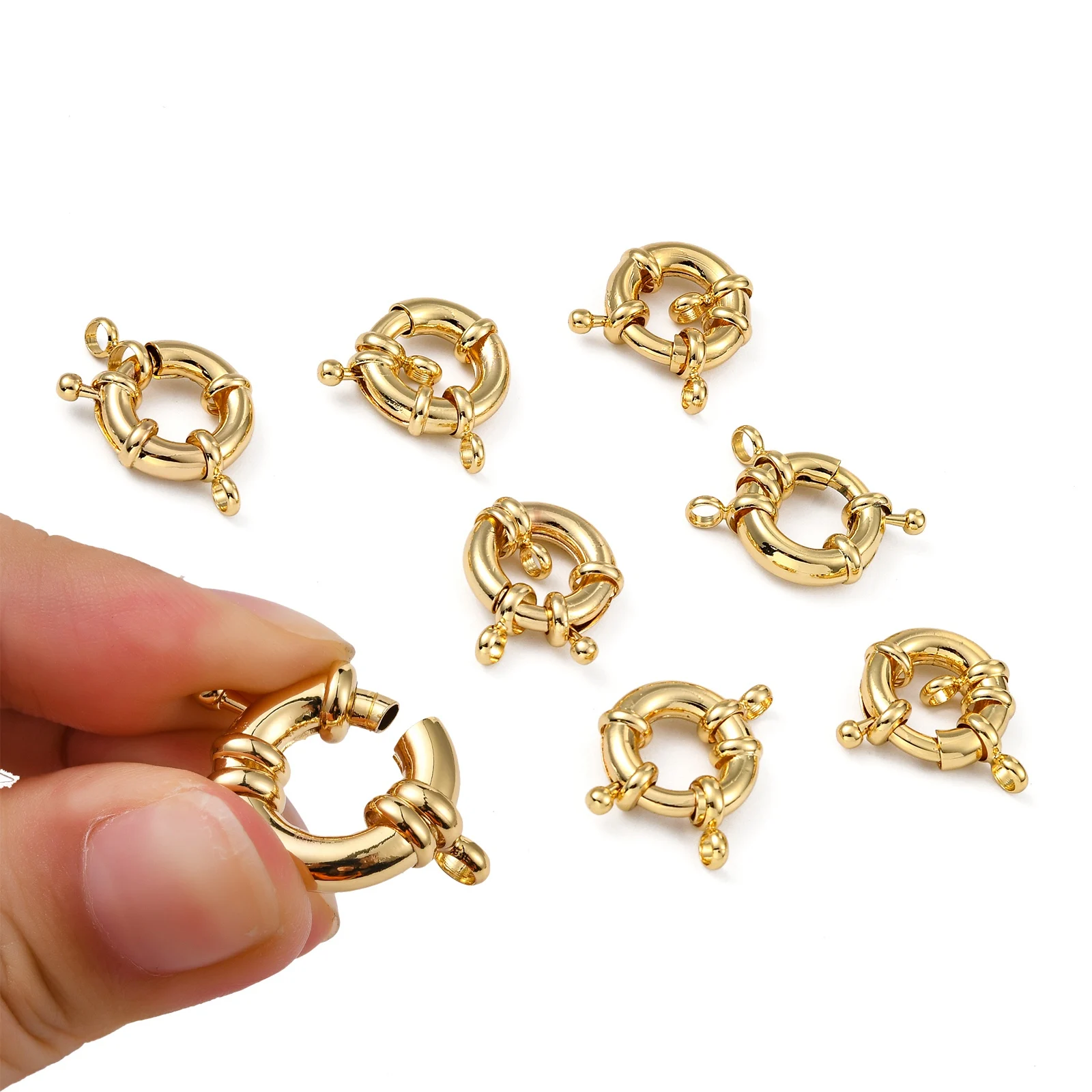 

10-15pcs Rack Plating Brass Spring Ring Clasps Real 18K Gold Plated for DIY Connector Necklace Handmade Accessories 13/15/17mm