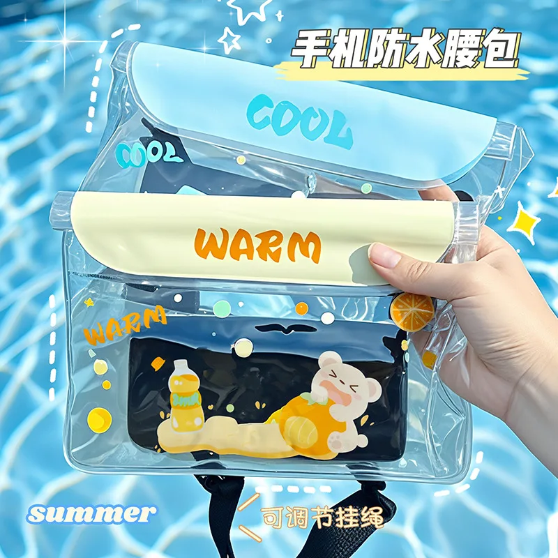 Summer Beach Waterproof Sealed Mobile Phone Storage Bag PVC Swimming Rafting Diving Waist Bag Outdoor Shoulder Bag
