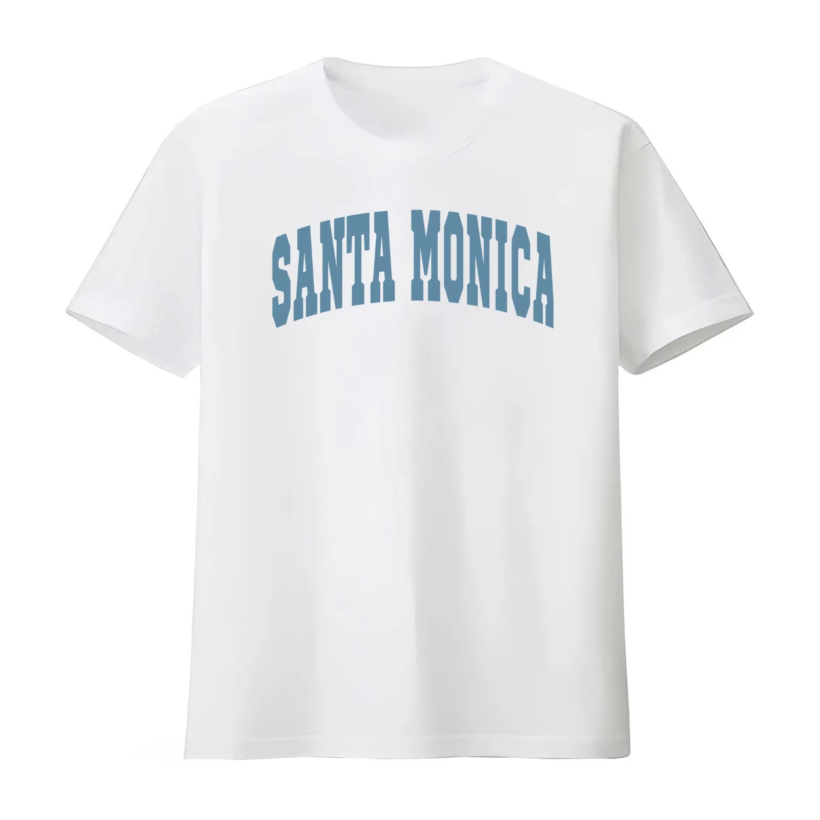Santa Monica Varsity Lettering Design T-Shirt Summer Casual Cotton Tee Oversized Streetwear Tops Vintage Graphic Print