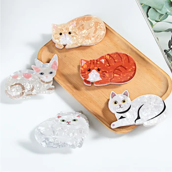 Pinces à cheveux pour femmes Chats animaux Dessin animé Kawaii PVC Prises à cheveux Simulation personnalisée Accessoires pour cheveux Filles 8 meilleures barrettes à cheveux pour chat en vente - No 3