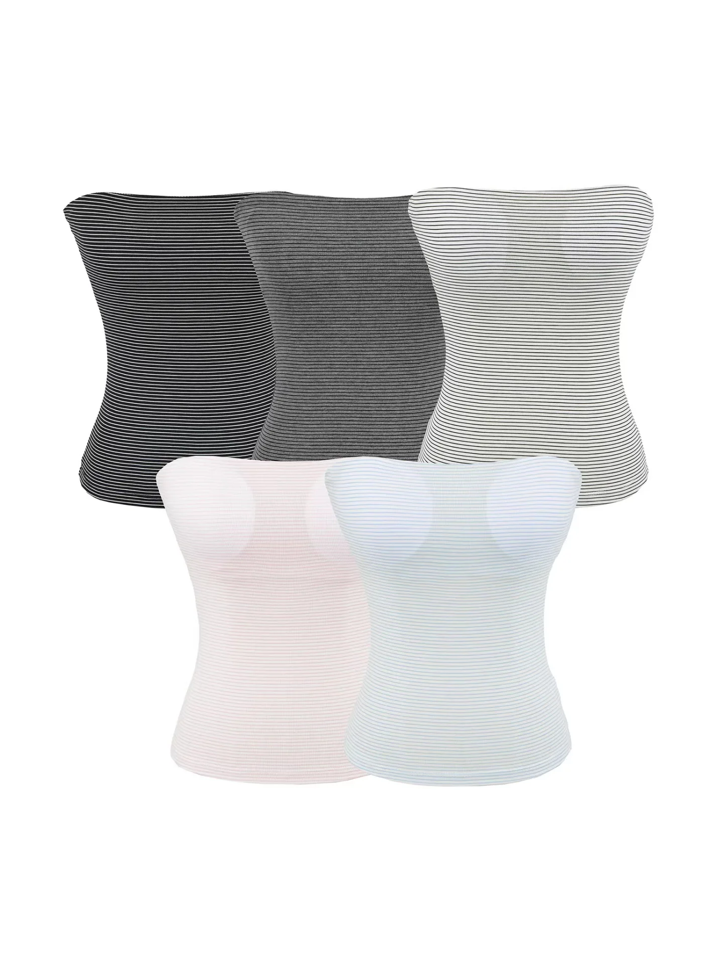 Women's Sexy Striped Camisole Vest Fitted Waist Off-Shoulder Design Wrap Outerwear Inner Wear Versatile Vest
