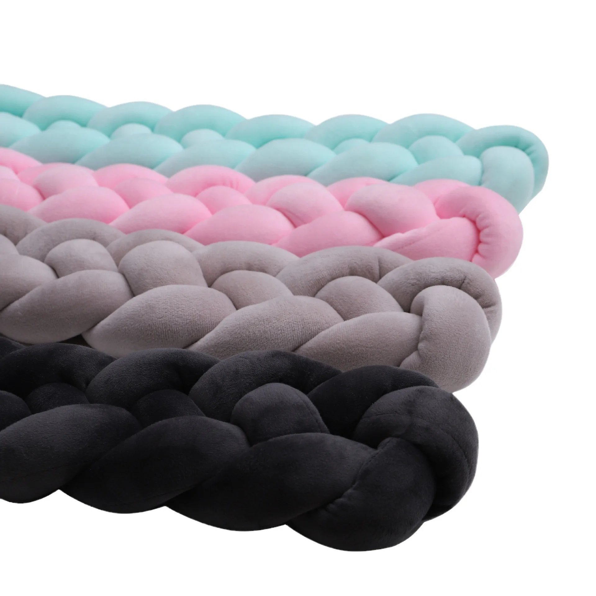 4 Strands 3 Meters Baby Crib Bumper Knotted Braided Bumper Soft Knot Pillow Pad Nursery Cradle Decor Newborn Crib Protector