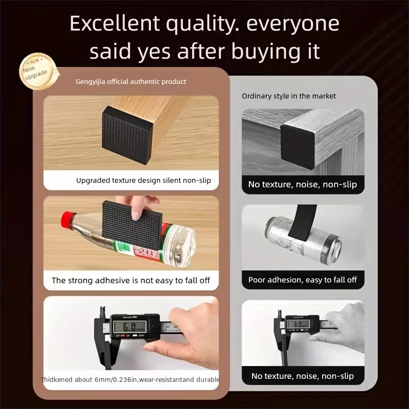 YITAPE Silicone Furniture Pads 4x40 Inch Cuttable Anti Slip Rubber Mat Self Adhesive Floor Protectors for Chair Legs Sofa view 6