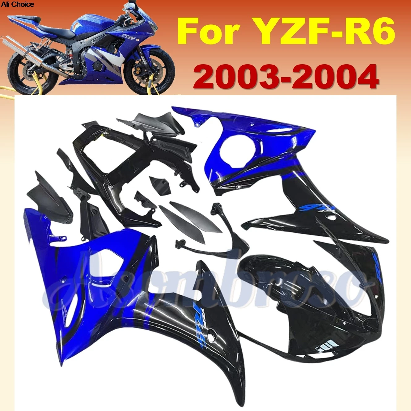 

Motorcycle Full Fairings Set For Yamaha YZF R6 2003 2004 2005 YZF-R6 R6S 2006-2009 ABS Plastic Body Panels