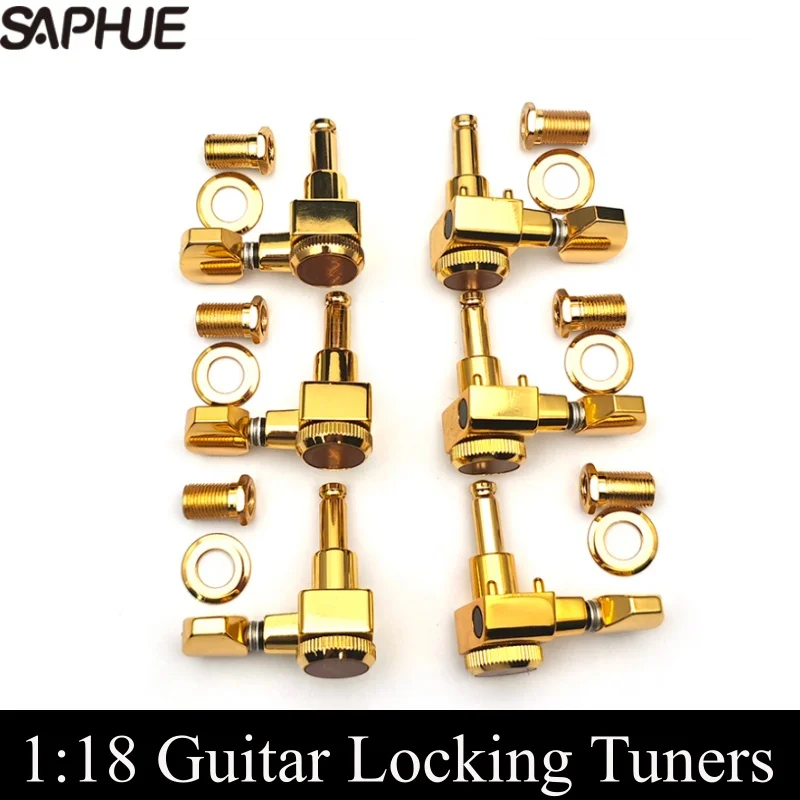 

SAPHUE-In-line Guitar Locking Tuners, Screw-Free, 1:18 Locking Tuning Key, Tuners for Classical Acoustic Electric Guitar
