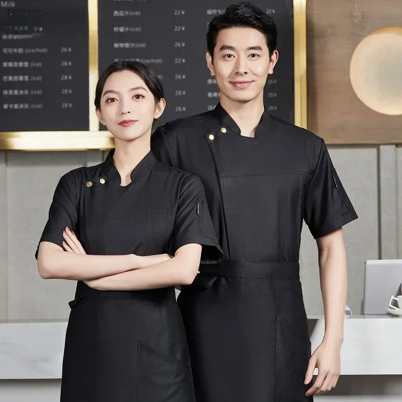 uniforme-de-chef-pour-cafe-vetements-de-travail-pour-le-personnel-d'hotel-tenue-de-service-de-restauration-pour-hommes-uniforme-de-serveur-chemise-a-manches-courtes-veste-de-chef-respirante-vetements