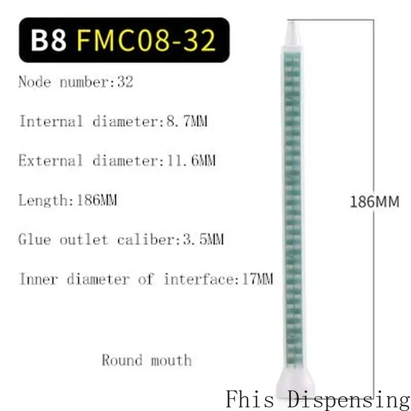 Pack of 500 Resin Static Mixer Mixing Nozzles Duo Epoxies of Green Rectangular 08-32