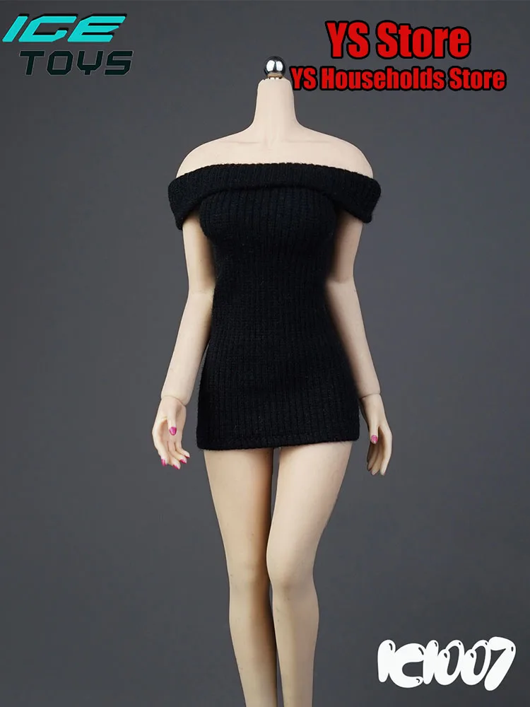 ICE TOYS IC1007 1/6 Female Soldier Solid Color Casual Off Shoulder Sweater Dress Short Skirt Accessory Fit 12