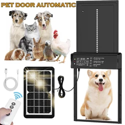 Automatic Pet Cat Dog Door Powere Weather-Resistant Light Sensor and Timer Remote Control and LCD Screen Solar Auto Chicken Door