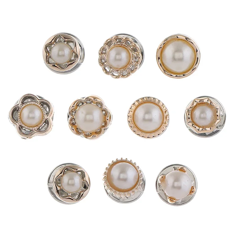 10pcs Women Pin Clothes Decoration Anti-Exposure Buckle Cute Neckline Artifact Fastener Nail Catcher Pearl Button Accessory