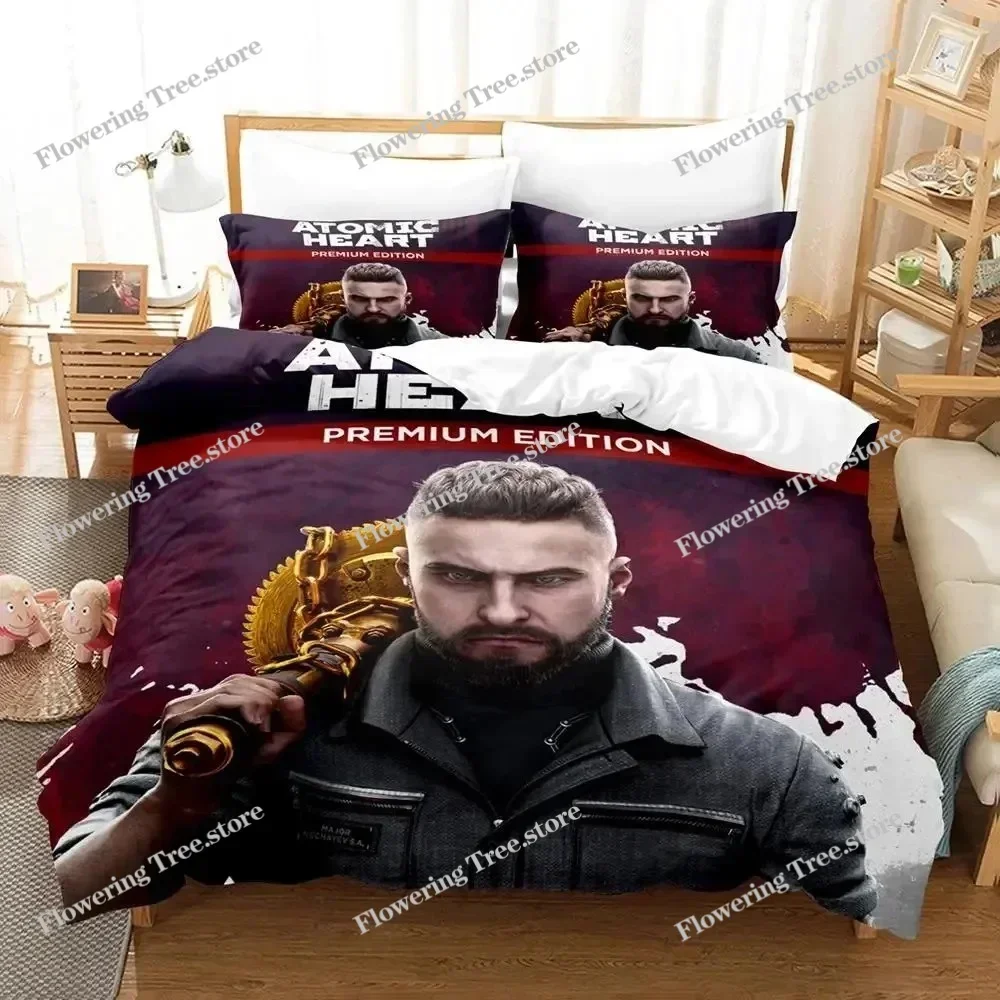 

3D Print Game Atomic Heart Bedding Set Duvet Cover Bed Set Quilt Cover Pillowcase Comforter king Queen Size Boys Adult Bedding02